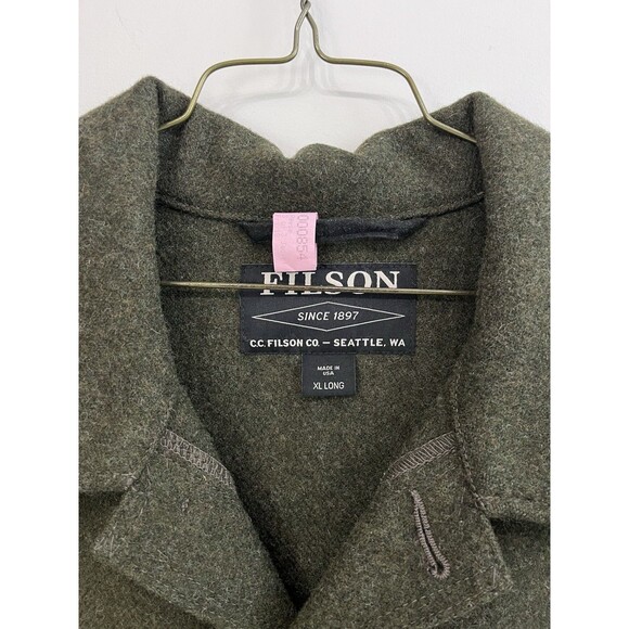 Filson Mackinaw Cruiser Wool Jacket Mens XL Long Forest Green Made in USA - Picture 4 of 11